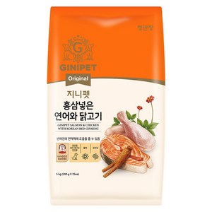 정관장지니펫 전연령 강아지 홍삼넣은 건식사료, 닭+연어, 5kg, 1개