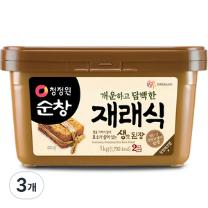 청정원순창 개운하고 담백한 재래식 생된장, 1kg, 3개