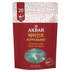 아크바 페퍼민트 허브티 피라밋 티백, 1.2g, 20개입, 1개