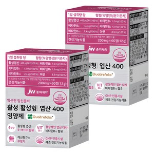 JW중외제약 활성 엽산 400 영양제, 60정, 2개