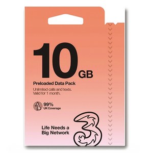 유럽유심 쓰리 유심칩, 30일, 10GB, 1개