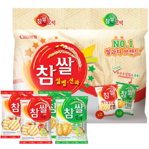 크라운 참쌀 설병 128g x 2p + 선과 115g x 2p 세트, 486g, 1세트