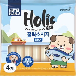 뉴트리플랜 홀릭소시지 DHA 강아지 간식 18개입, 혼합맛(어육/치즈), 540g, 4개