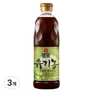 샘표 유기농 자연콩 양조간장, 860ml, 3개