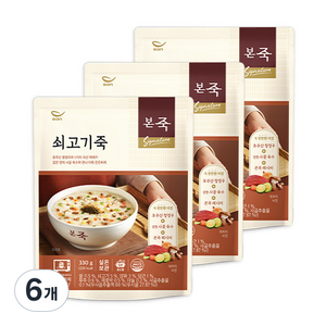 본죽 데워서 바로 먹는 쇠고기죽, 330g, 6개