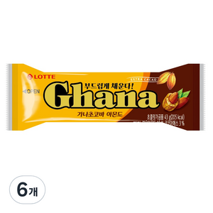 가나 롯데 초코바 아몬드, 43g, 6개