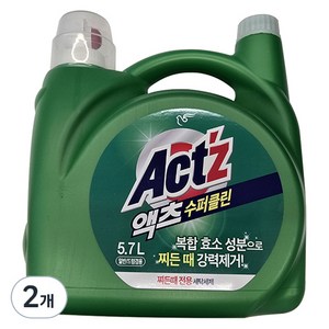 액츠 수퍼클린 액상세제 본품, 5.7L, 2개