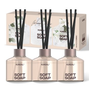 쿤달 퍼퓸 디퓨저 + 섬유스틱 세트, 소프트솝향, 200ml, 3세트