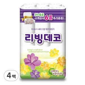 삼정펄프 3겹 리빙데코 화장지, 25m, 30개입, 4개