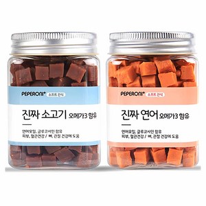 페페로니 강아지 진짜 오메가3 트릿, 소고기 + 연어, 360g, 1세트