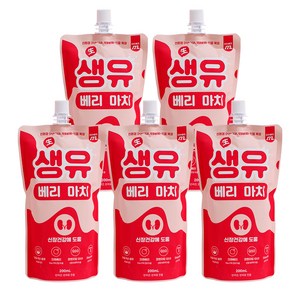 마이베프 반려동물 생유 베리 마치 펫밀크, 크랜베리맛, 200ml, 5개