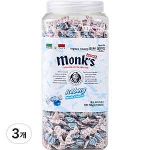 Monks 아이스버그 허브 목캔디, 700g, 3개