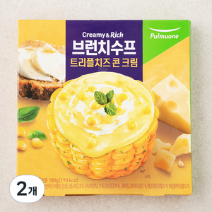 풀무원 브런치수프 트리플치즈 콘 크림 (냉장), 180g, 2개