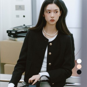 로엠 여성용 칼라리스 트위드 자켓
