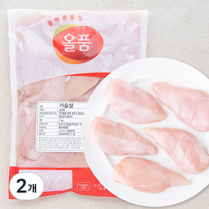 올품 닭가슴살 진공팩 (냉장), 1kg, 2개