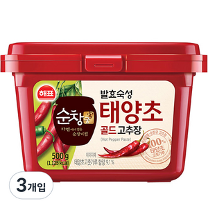 순창궁 태양초 골드 고추장, 500g, 3개