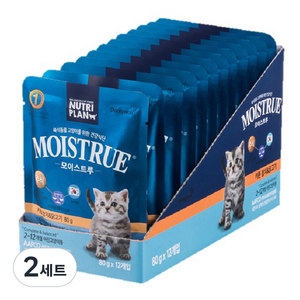 뉴트리플랜 키튼 모이스트루 고양이 주식파우치, 혼합맛(참치/닭고기), 80g, 24개