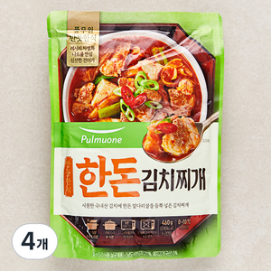 풀무원 반듯한식 한돈 김치찌개 냉장, 460g, 4개