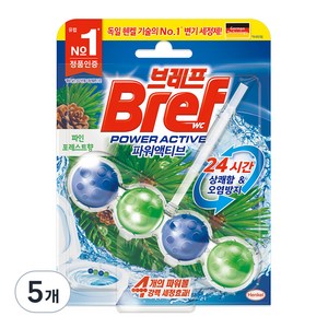 브레프 파워액티브 파인 포레스트향 변기세정제, 50g, 5개