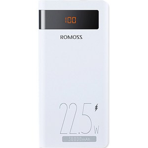 로모스 22.5W 고속충전 대용량 보조배터리 30000mAh Mico USB Lightning 8핀 C 타입, 화이트, PHP30-852