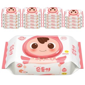 순둥이 베이직 무향 엠보싱 유아물티슈 캡형, 55g, 100개입, 20개