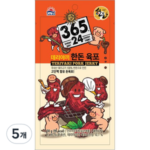 해표 365 24 데리야끼 한돈 육포, 30g, 5개