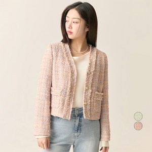 로엠 여성용 브이넥 트위드 자켓