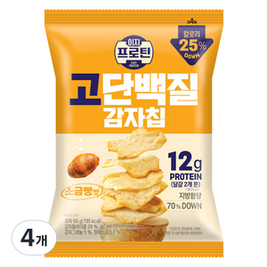 롯데웰푸드 이지프로틴 고단백질 감자칩 소금빵맛, 50g, 4개