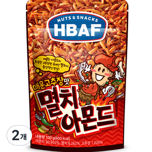 바프 넛츠앤스낵스 매운고추장맛 멸치 아몬드, 100g, 2개