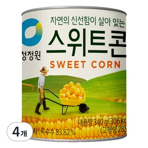 청정원 스위트콘 통조림, 340g, 4개