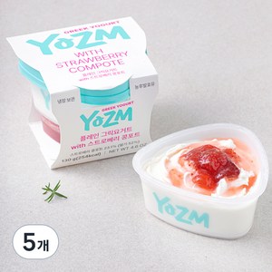 요즘 플레인 그릭요거트 with 스트로베리 콩포트, 130g, 5개