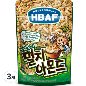 바프 넛츠앤스낵스 구운양파맛 멸치 아몬드, 100g, 3개