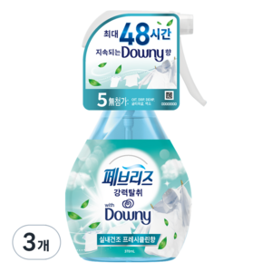 페브리즈 다우니 섬유탈취제 실내건조 프레시클린향 본품, 370ml, 3개