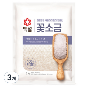 CJ제일제당 백설 꽃소금, 3kg, 3개