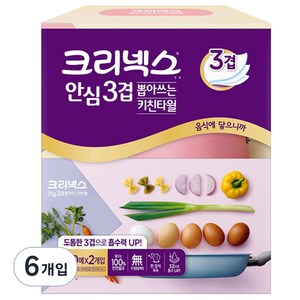 크리넥스 안심 3겹 뽑아쓰는 천연펄프 키친타월, 140매, 6개