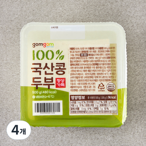 곰곰 100% 국산콩 두부, 500g, 4개