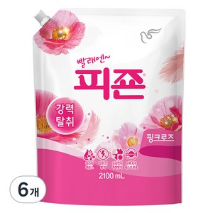 피죤 레귤러 핑크로즈 섬유유연제 본품, 2.1L, 6개