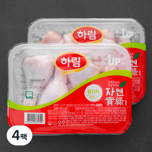 하림 자연실록 무항생제 인증 닭다리 북채 (냉장), 400g, 4팩