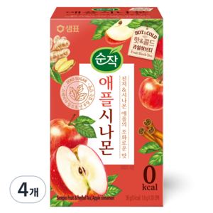 순작 애플시나몬 핫&콜드 과일허브티, 1.8g, 20개입, 4개