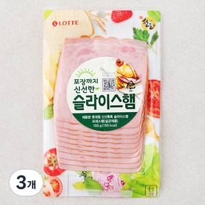 롯데햄 슬라이스햄 사각, 100g, 3개