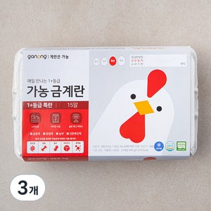 가농 무항생제 1+등급 특란, 15구, 3개