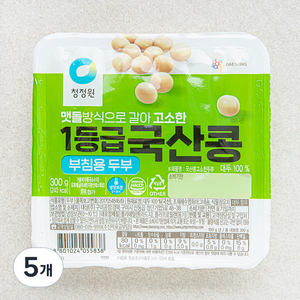 청정원 국내산 콩두부 부침, 300g, 5개