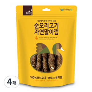 자연애채널펫 자연말이껌 건조간식, 오리고기맛, 200g, 4개