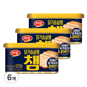 하림 닭가슴살 햄 챔 오리지널, 200g, 6개