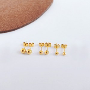 여성용 14GF 심플 골드 볼 귀걸이 4mm