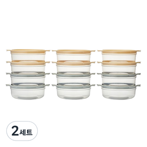 바로먹는 촉촉한 국산 햇밥용기 420ml 12p 세트, 2세트, 햇밥용기 그린 6p + 옐로우 6p