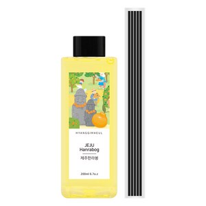 향기마을 디퓨저 리필오일 + 섬유 스틱 5p 세트, 제주한라봉, 200ml, 1세트