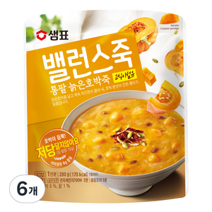 밸런스죽 통팥 늙은호박죽, 280g, 6개