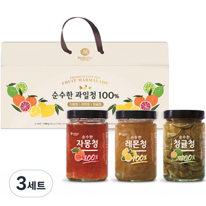 맥널티커피 순수한 과일청 100% 선물세트, 레몬청 460g + 자몽청 460g + 청귤청 460g, 3세트