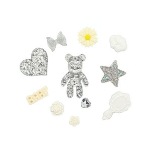데코덴 파츠 반짝이곰 폰케이스 꾸미기 세트, 하양(메인파츠), 랜덤발송(데코파츠), 1세트